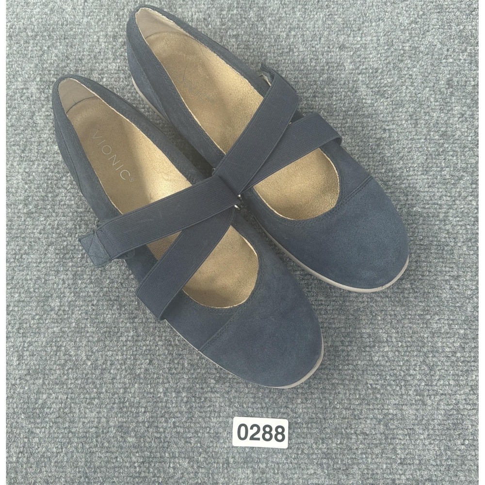 Vionic Shoes Womens 8.5 Wide Shelby Mary Jane Blue Suede Comfort Flats